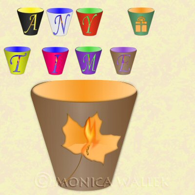 picture showing the letters ANY TIME spelled out on votive cups