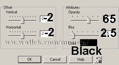 JASC Drop shadow Settings JASC Drop shadow Settings
