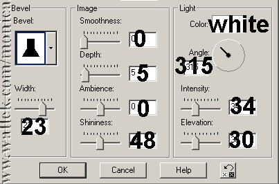 JASC Inner Bevel Settings JASC Inner Bevel Settings