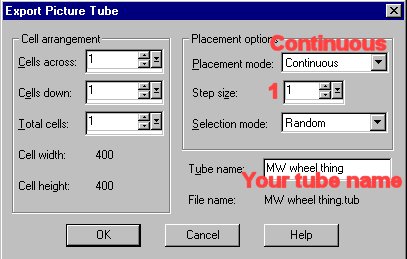 settings for exporting as a tube