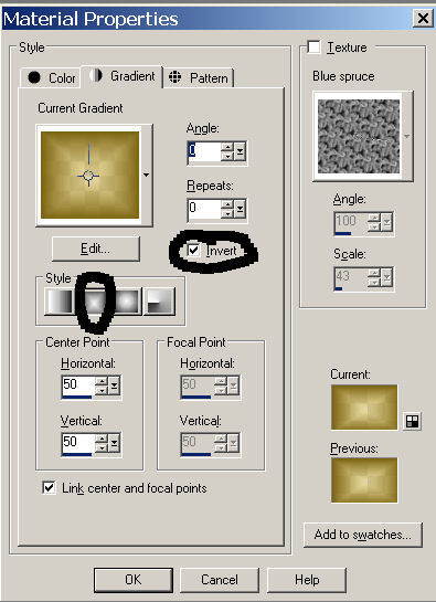 choosing gradient settings Gradient settings used.