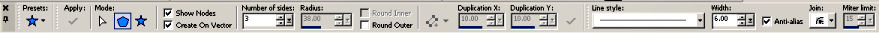 PSP9 Symmetric Shapes tool in Polygon mode polygon shape set to 3 sides