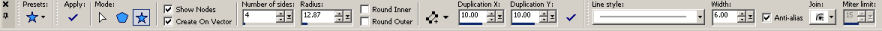 PSP9 Symmetric Shape in Star Mode Settings for star I created