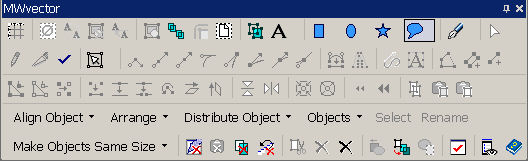 handy toolbar with all vector icons for quicker, menuless acccess.