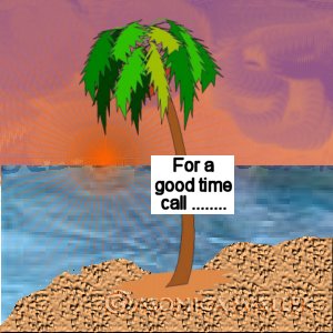 Palm tree with note stating For a good time call...