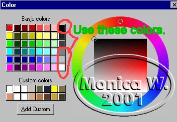 color settings Jasc color selector