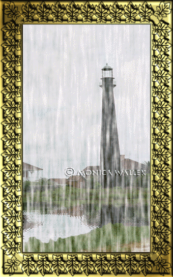 Animated rain in lighthouse photo